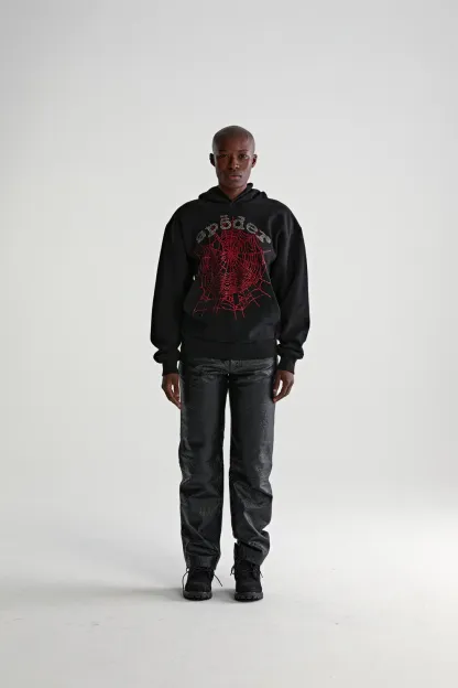 Sp5der Rhinestone OG Web V2 Hoodie Black
