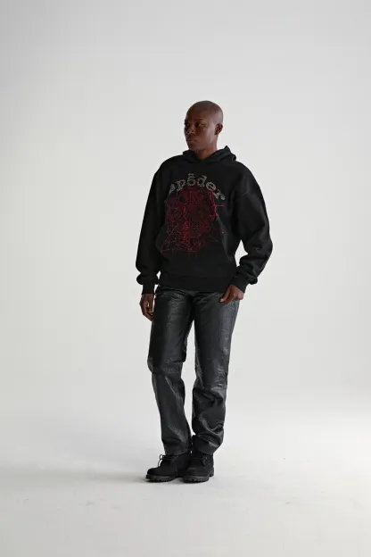 Sp5der Rhinestone OG Web V2 Hoodie Black