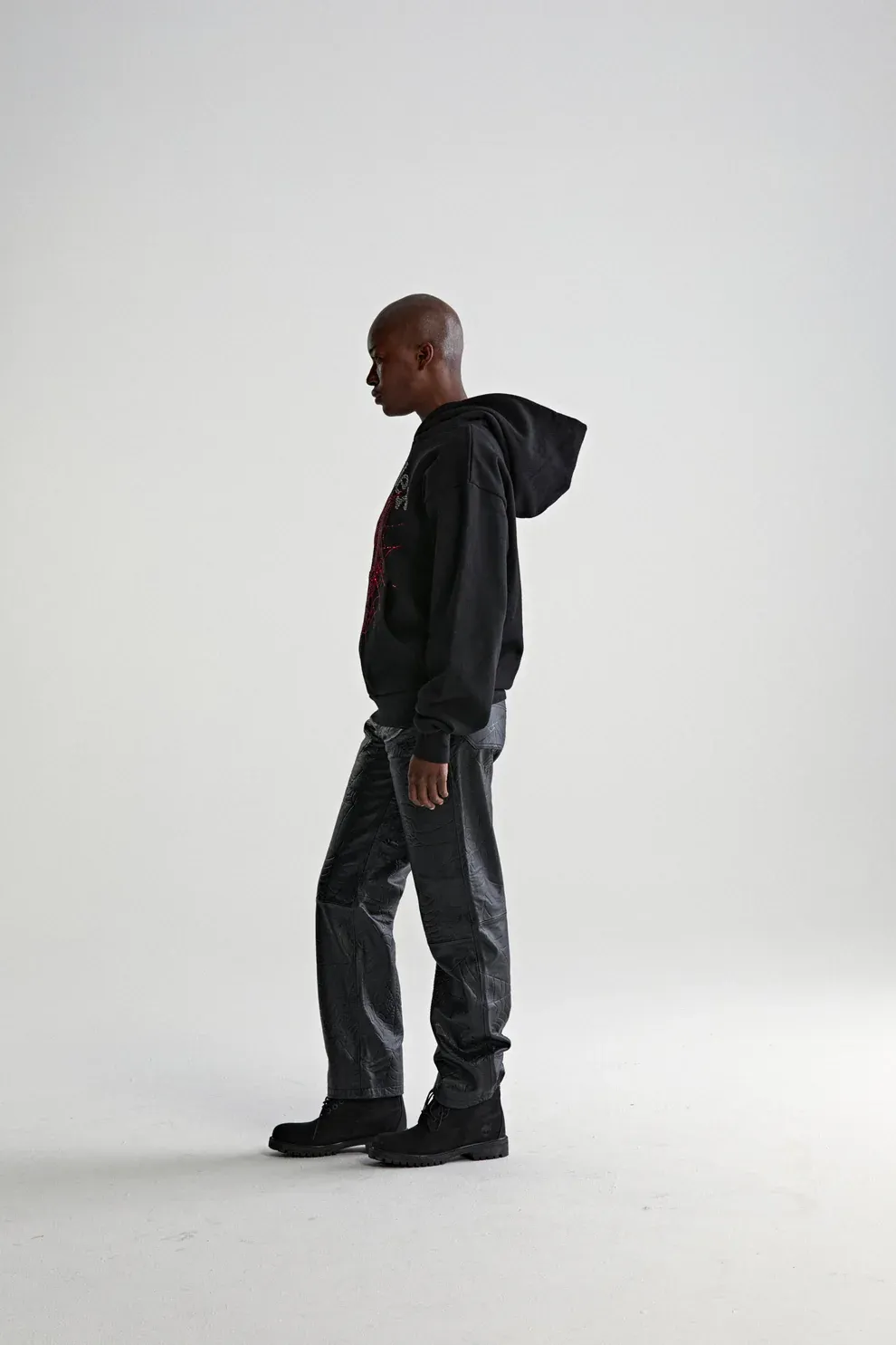 Sp5der Rhinestone OG Web V2 Hoodie Black