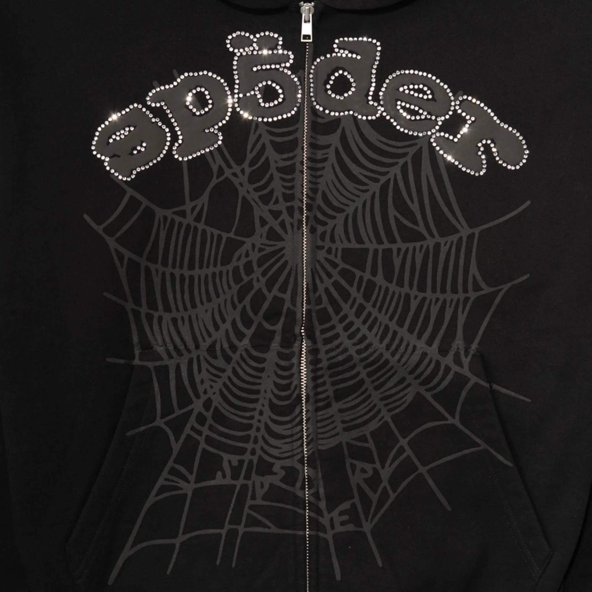 Sp5der OG Web V2 Rhinestone Zip-Up Hoodie