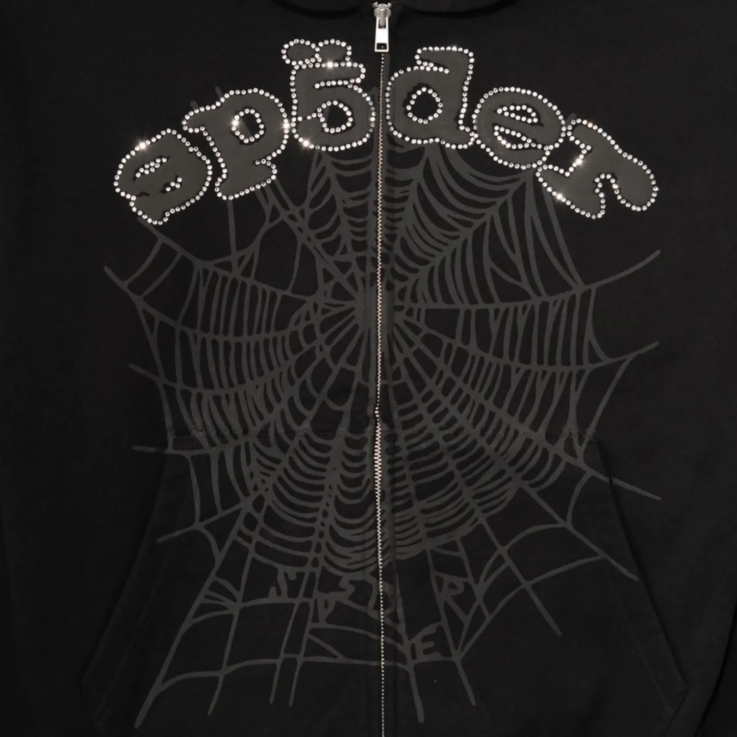 Sp5der OG Web V2 Rhinestone Zip-Up Hoodie