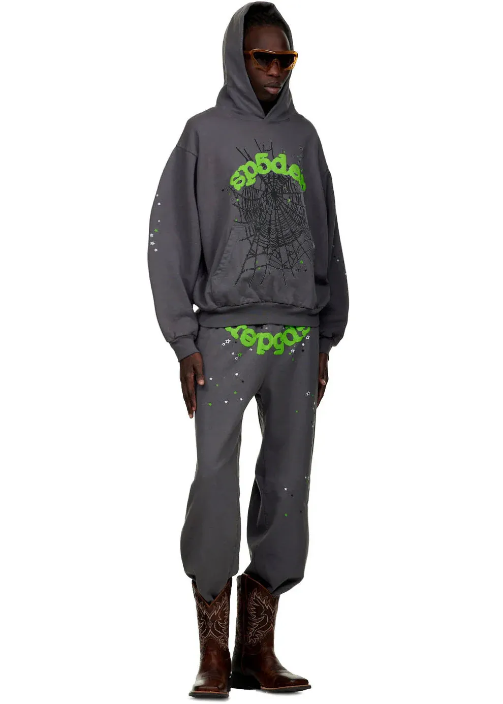 Sp5der Wait Web Hoodie Slate Grey