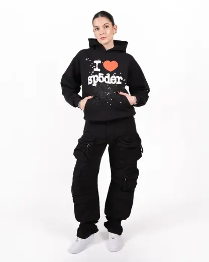 Sp5der I Heart SP5 Souvenir Hoodie Black