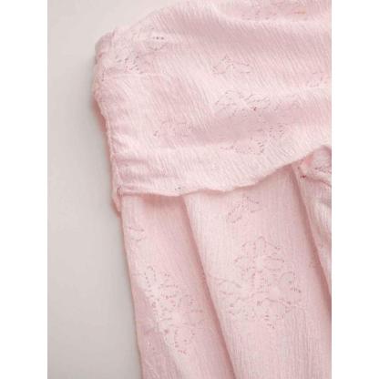 Cider Lace Off-shoulder Floral Knotted Ruched Long Sleeve Top