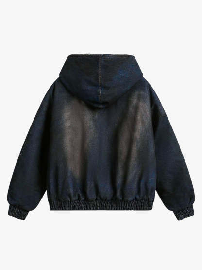Cotton Washed Fur Hooded Jacket - 2265
