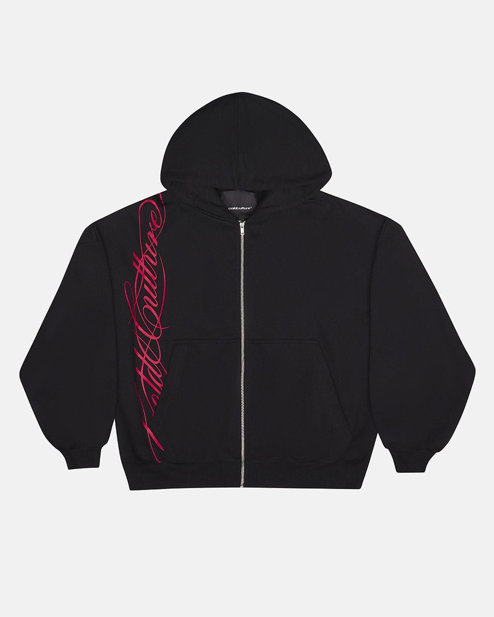SCRIPT ZIP HOODIE BLACK