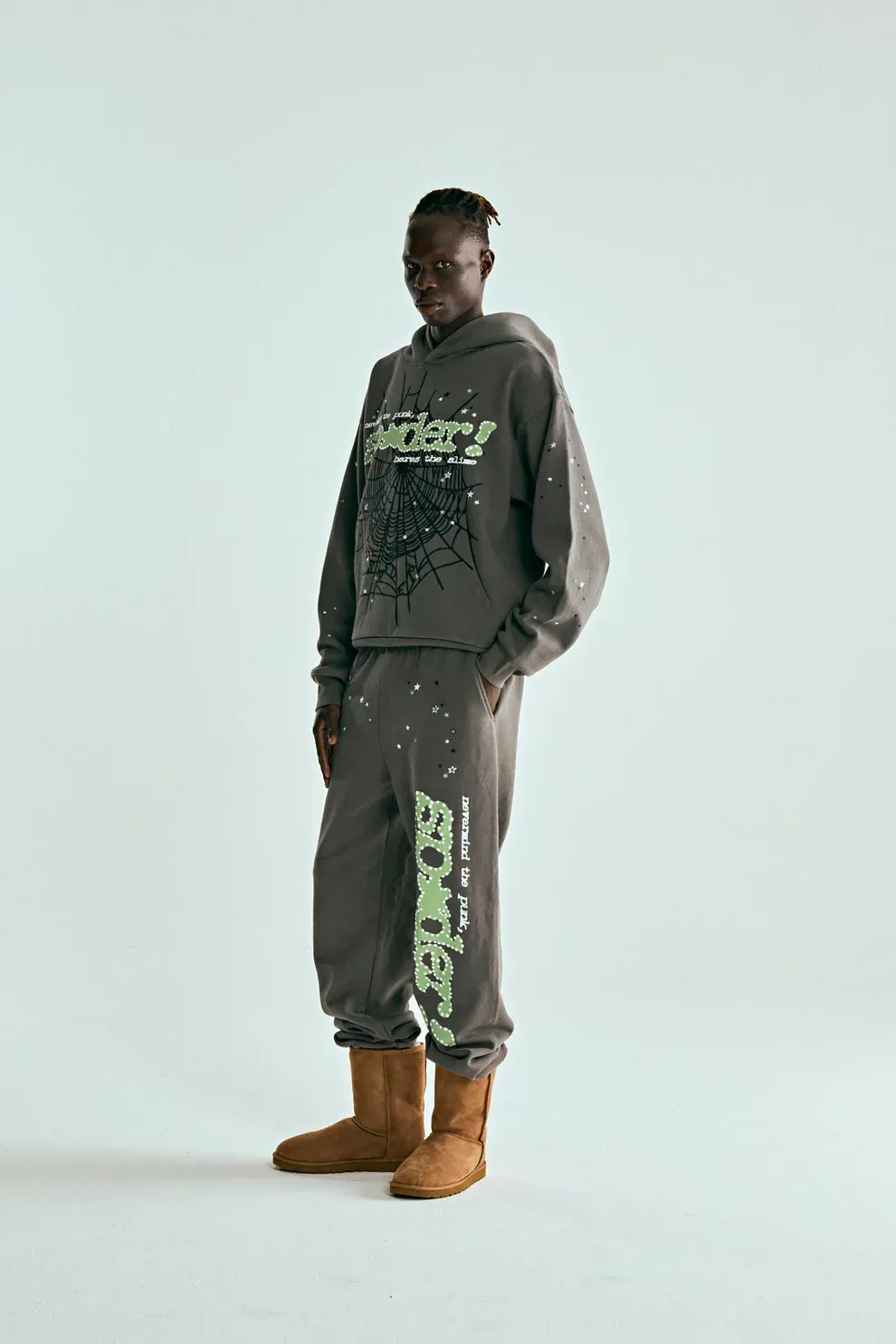 Sp5der Punk V2 Hoodie Slate Grey