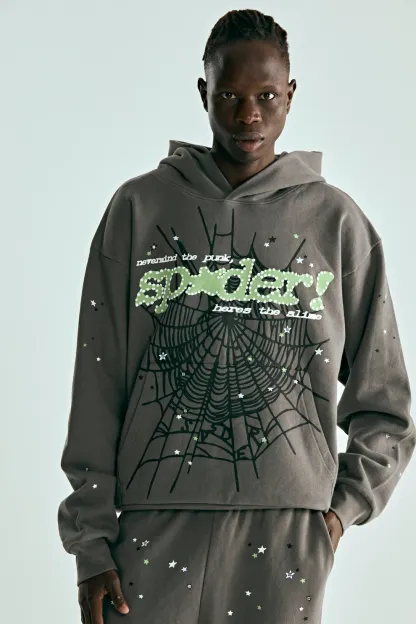 Sp5der Punk V2 Hoodie Slate Grey