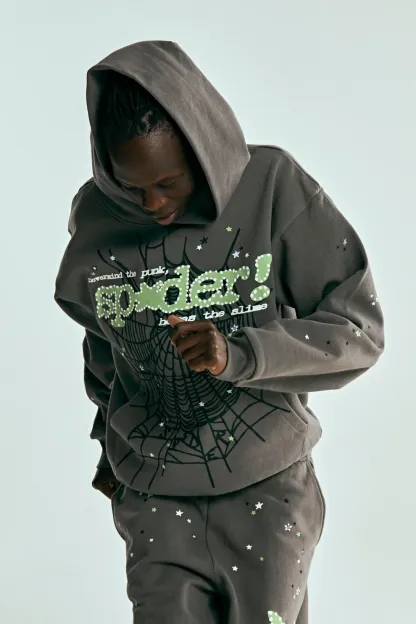Sp5der Punk V2 Hoodie Slate Grey