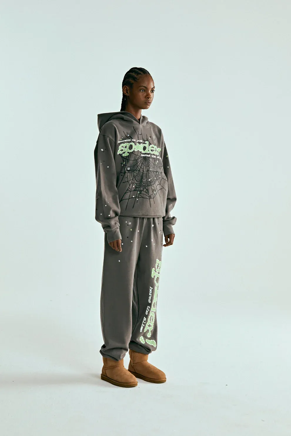 Sp5der Punk V2 Hoodie Slate Grey