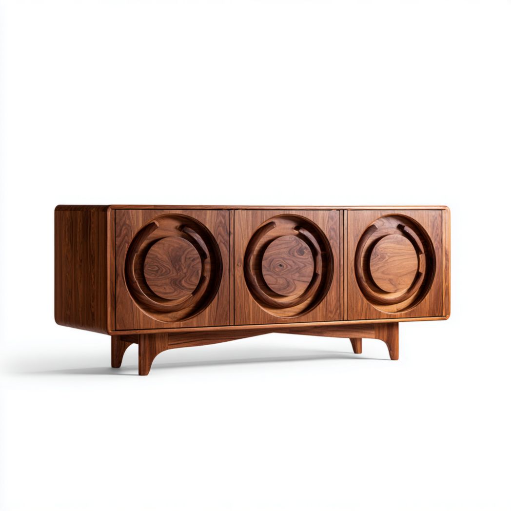 Buffet en bois avec design circulaire et pieds en bois-DECO FURNITURE