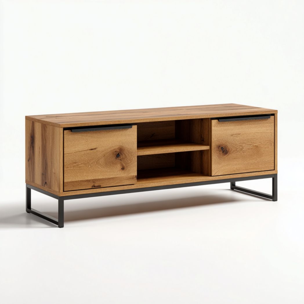 Meuble TV en bois avec tiroirs et étagères-DECO FURNITURE