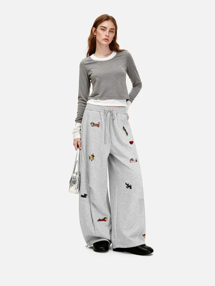 Eden Embroidery Dog Baggy Barrel Sweatpants