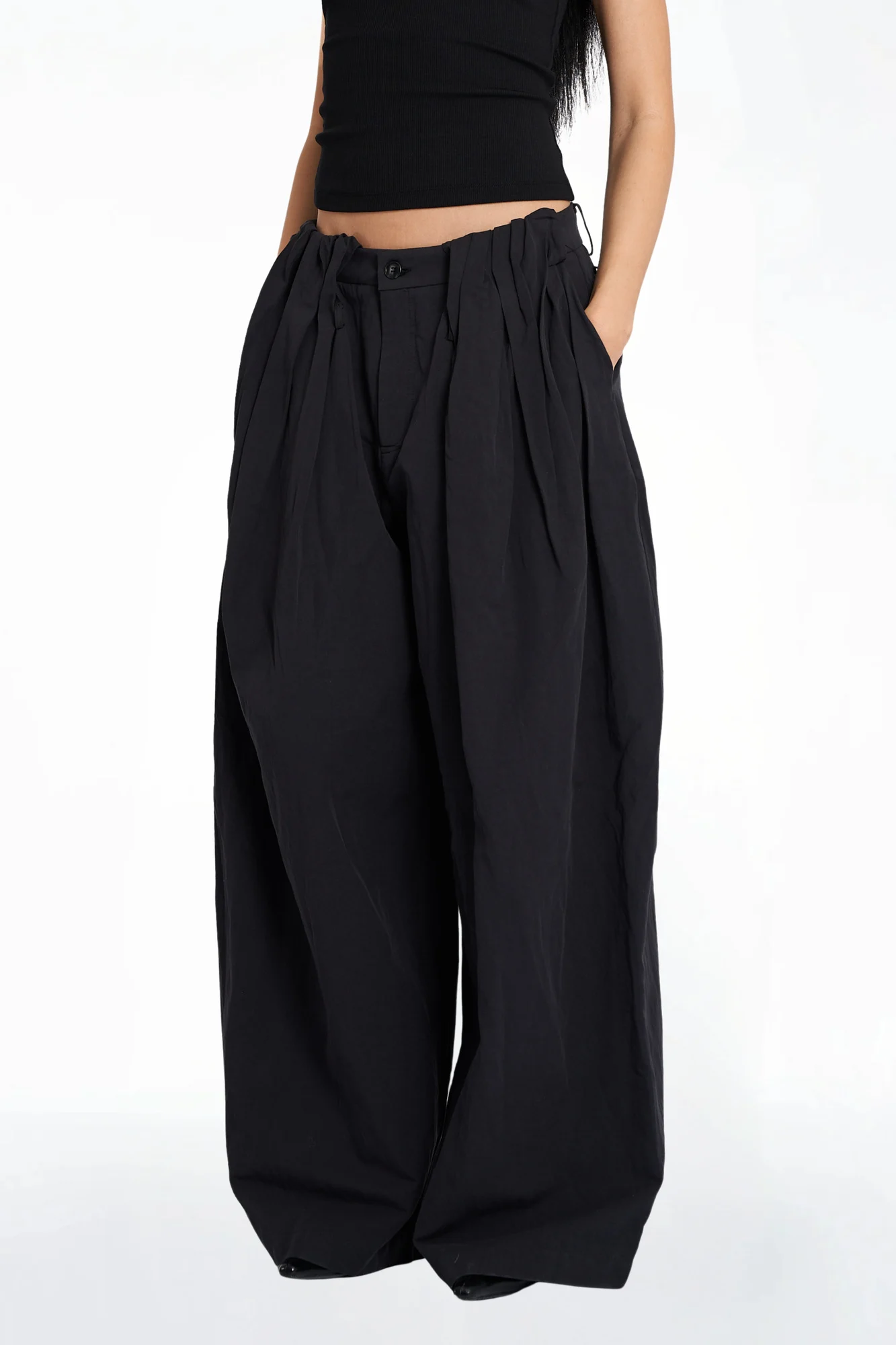 Oversized Mid Waist Linen Trousers