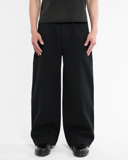STACKED CANVAS WIDE-LEG PANTS