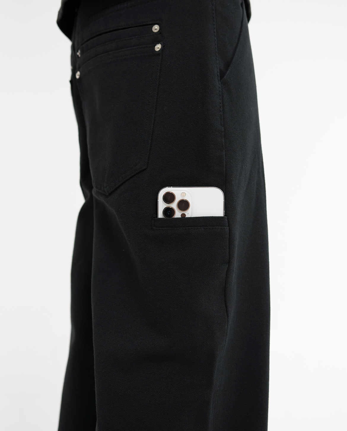 STACKED CANVAS WIDE-LEG PANTS