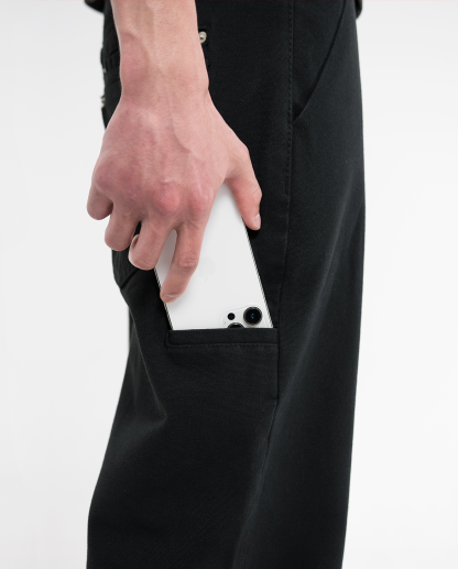 STACKED CANVAS WIDE-LEG PANTS