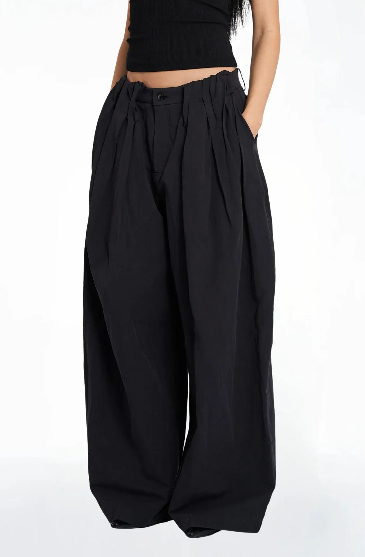 Oversized Mid Waist Linen Trousers