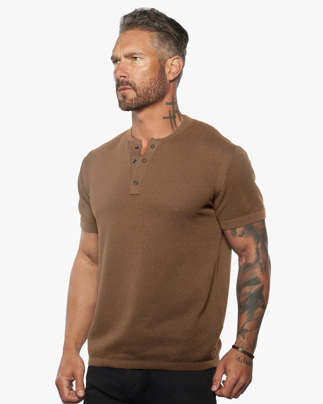 Mandarin Collar Slim Fit Knit Henley 