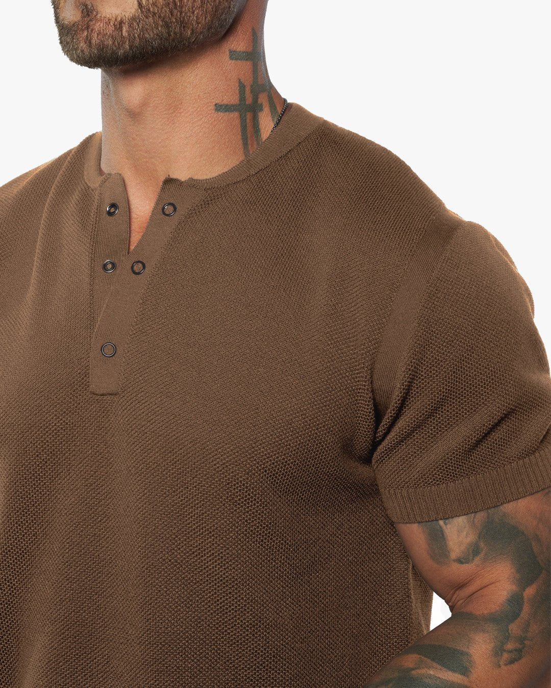Mandarin Collar Slim Fit Knit Henley 