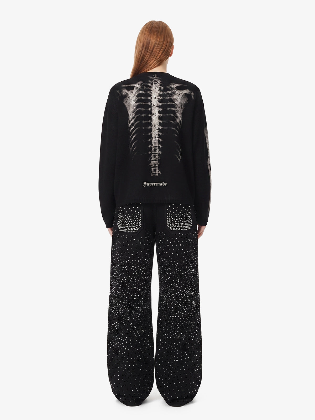 Skeleton Graphic Waffle Sweatshirt 