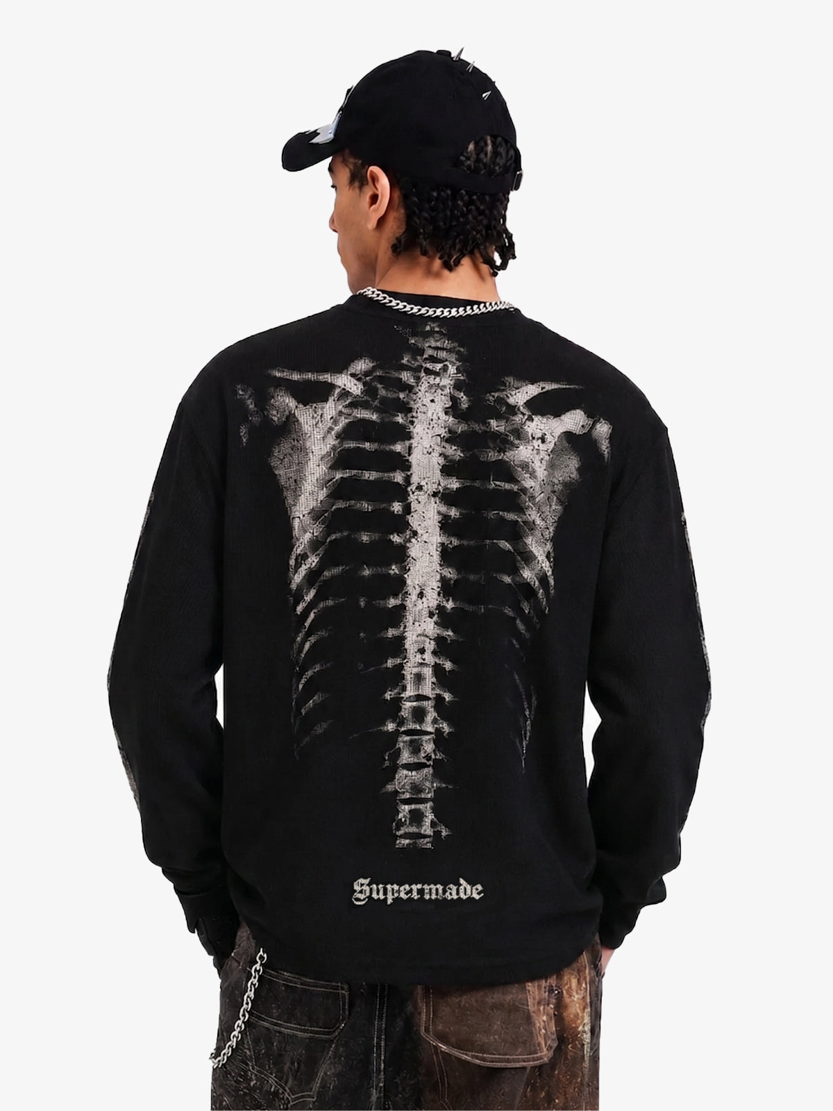Skeleton Graphic Waffle Sweatshirt 
