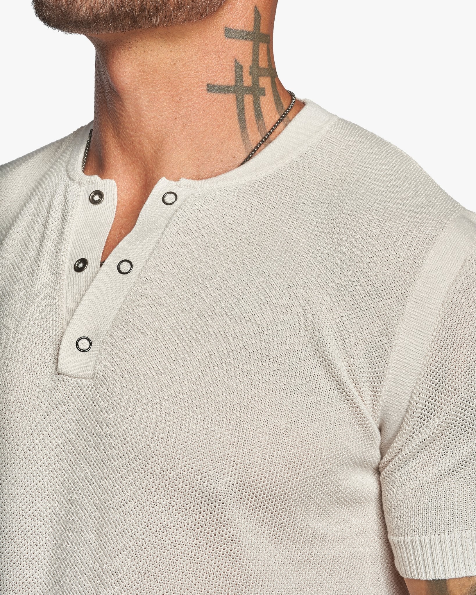 Mandarin Collar Slim Fit Knit Henley 
