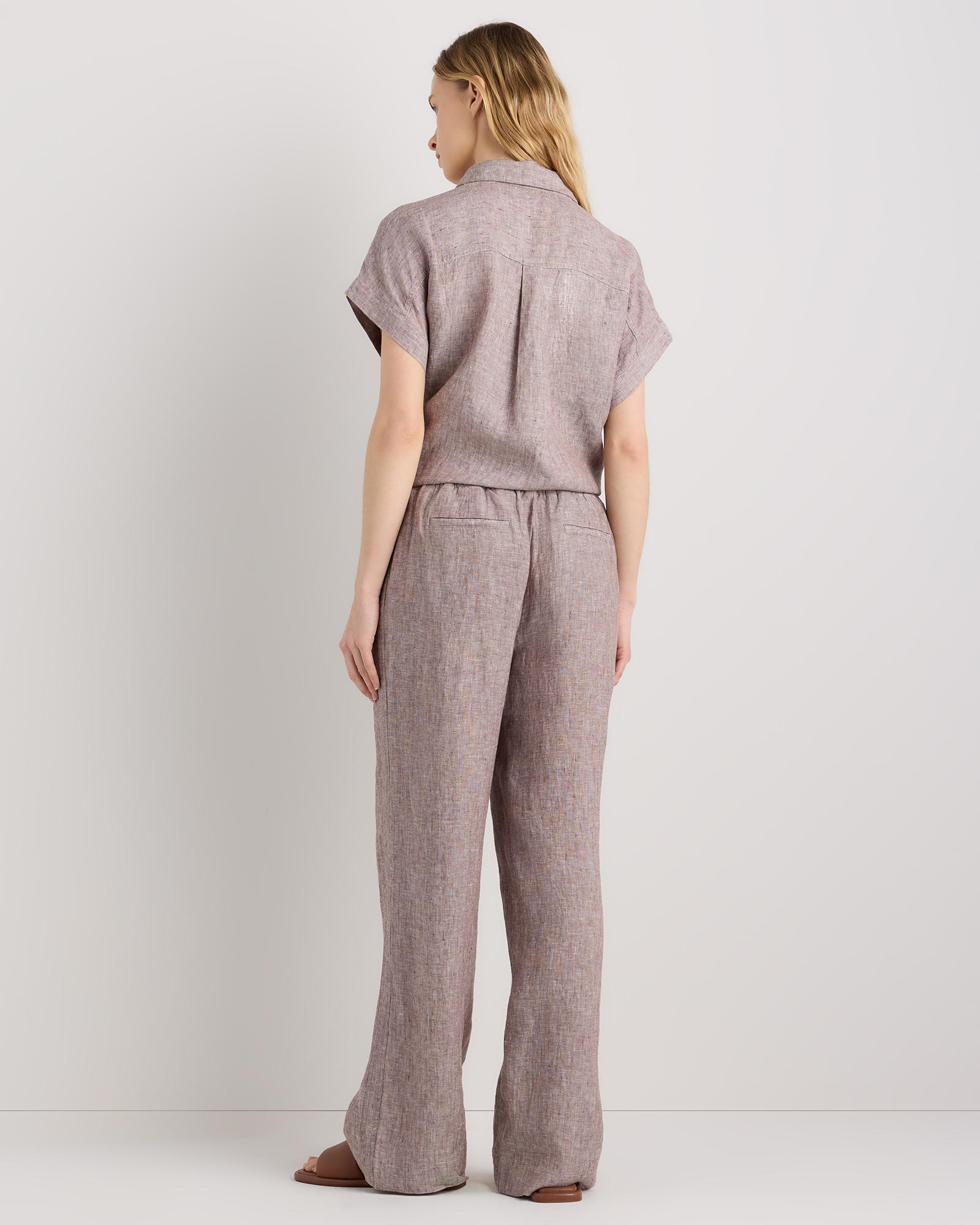 100% EUROPEAN LINEN WIDE LEG PANTS