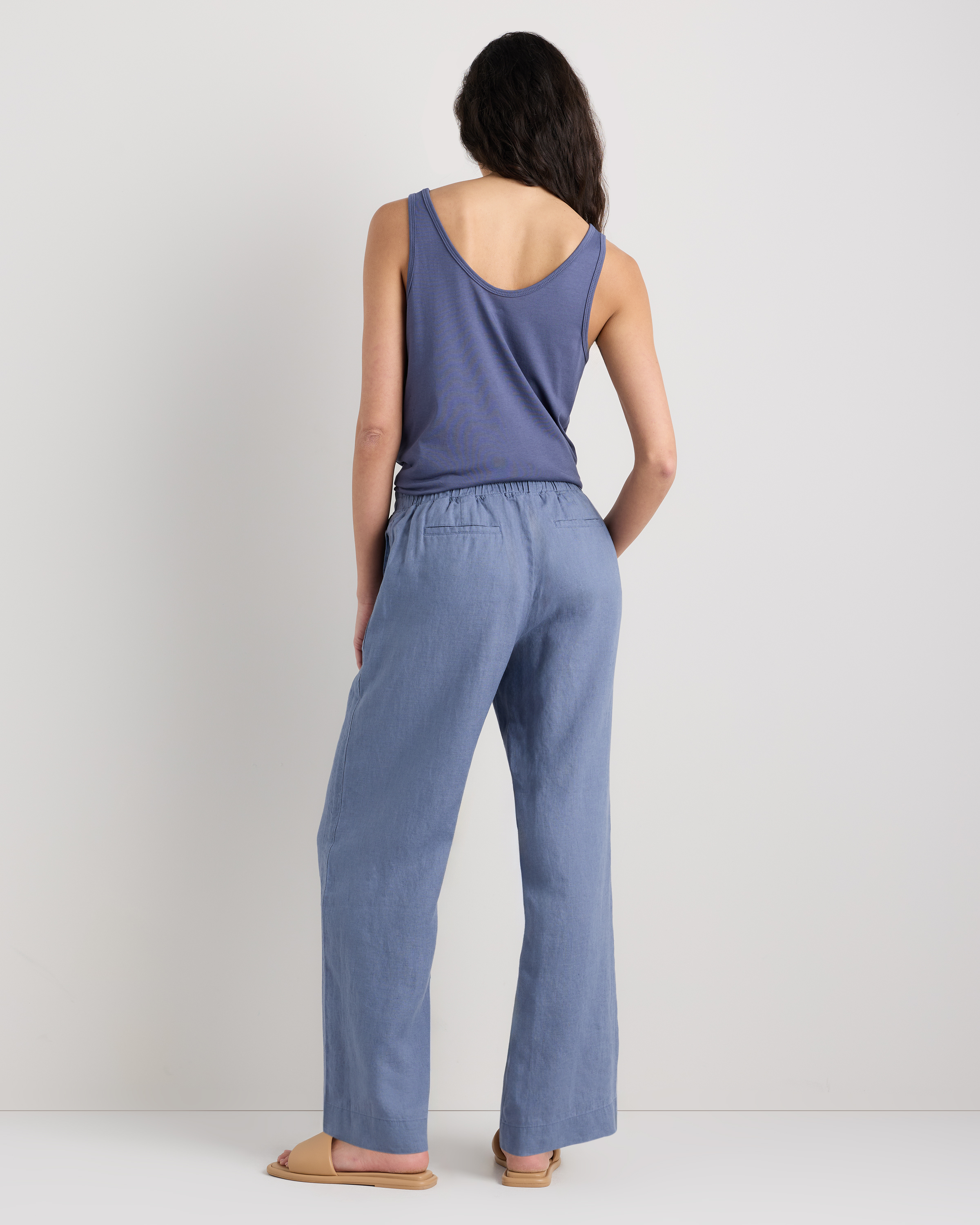 100% EUROPEAN LINEN WIDE LEG PANTS