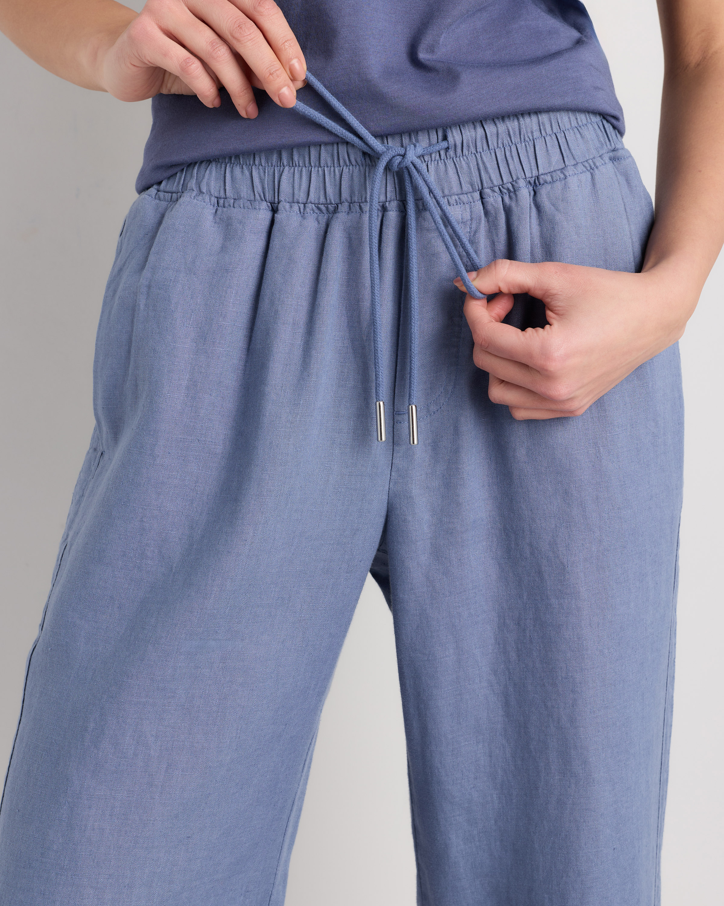 100% EUROPEAN LINEN WIDE LEG PANTS