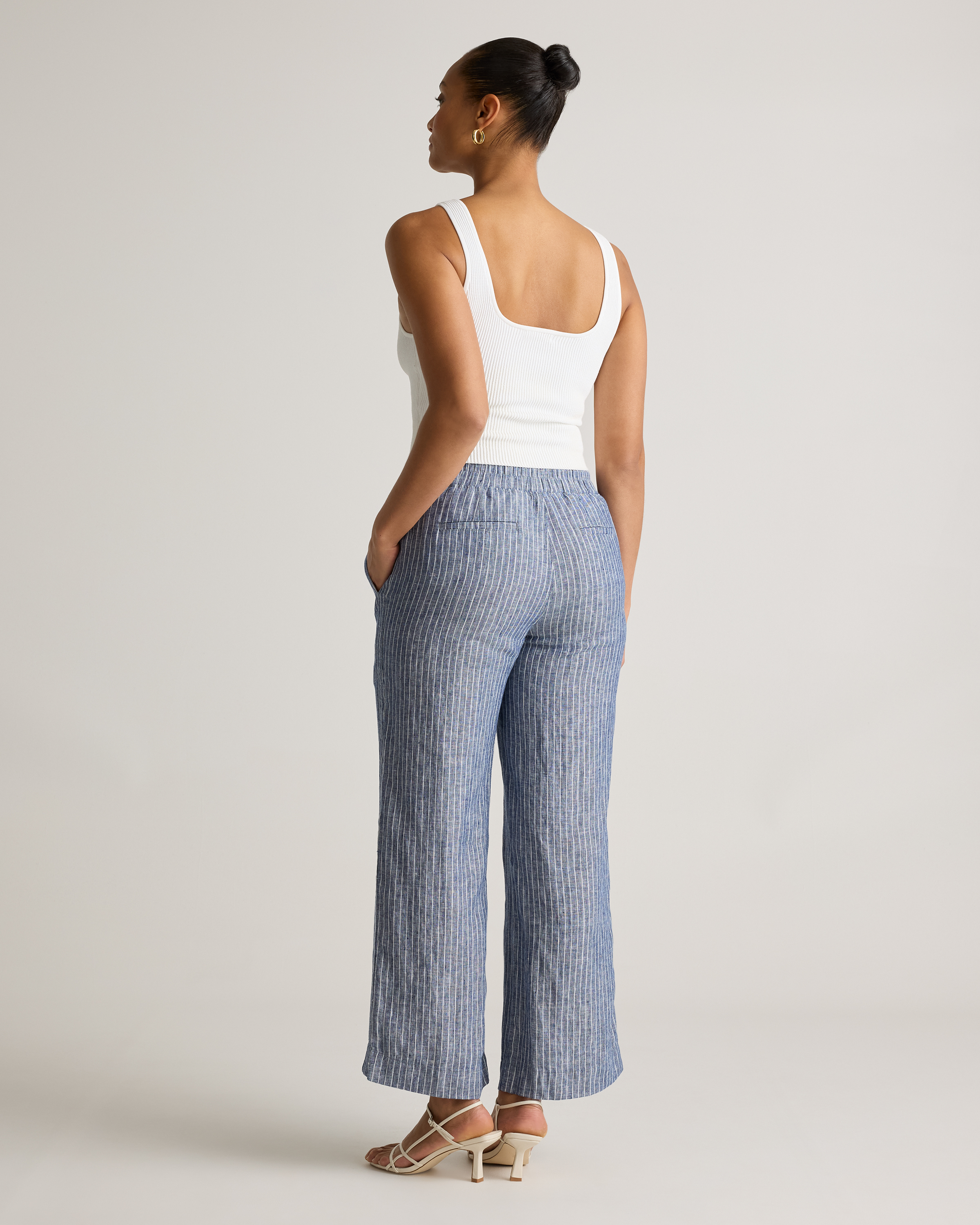 100% EUROPEAN LINEN WIDE LEG PANTS