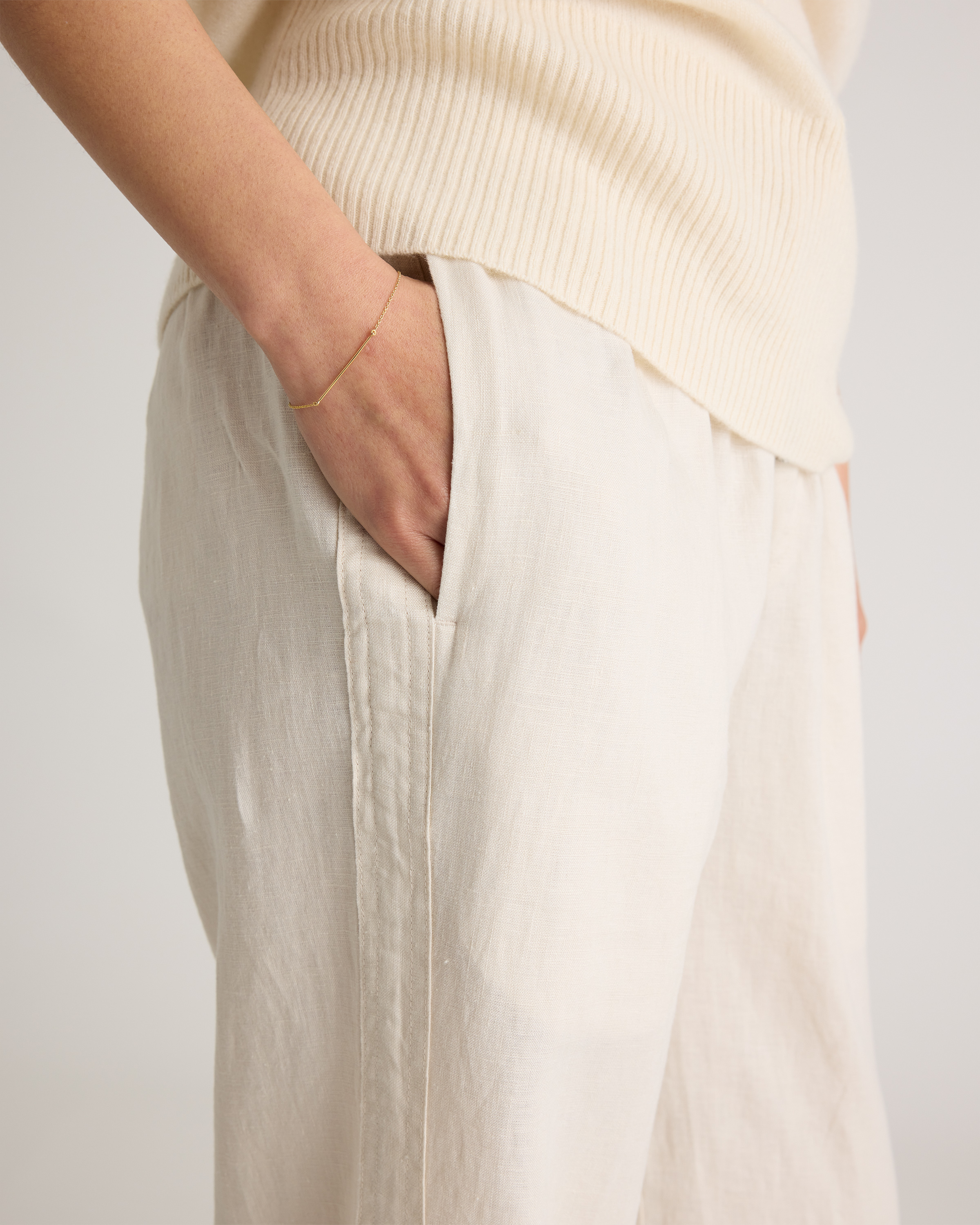 100% EUROPEAN LINEN WIDE LEG PANTS
