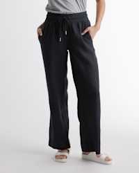 100% EUROPEAN LINEN WIDE LEG PANTS