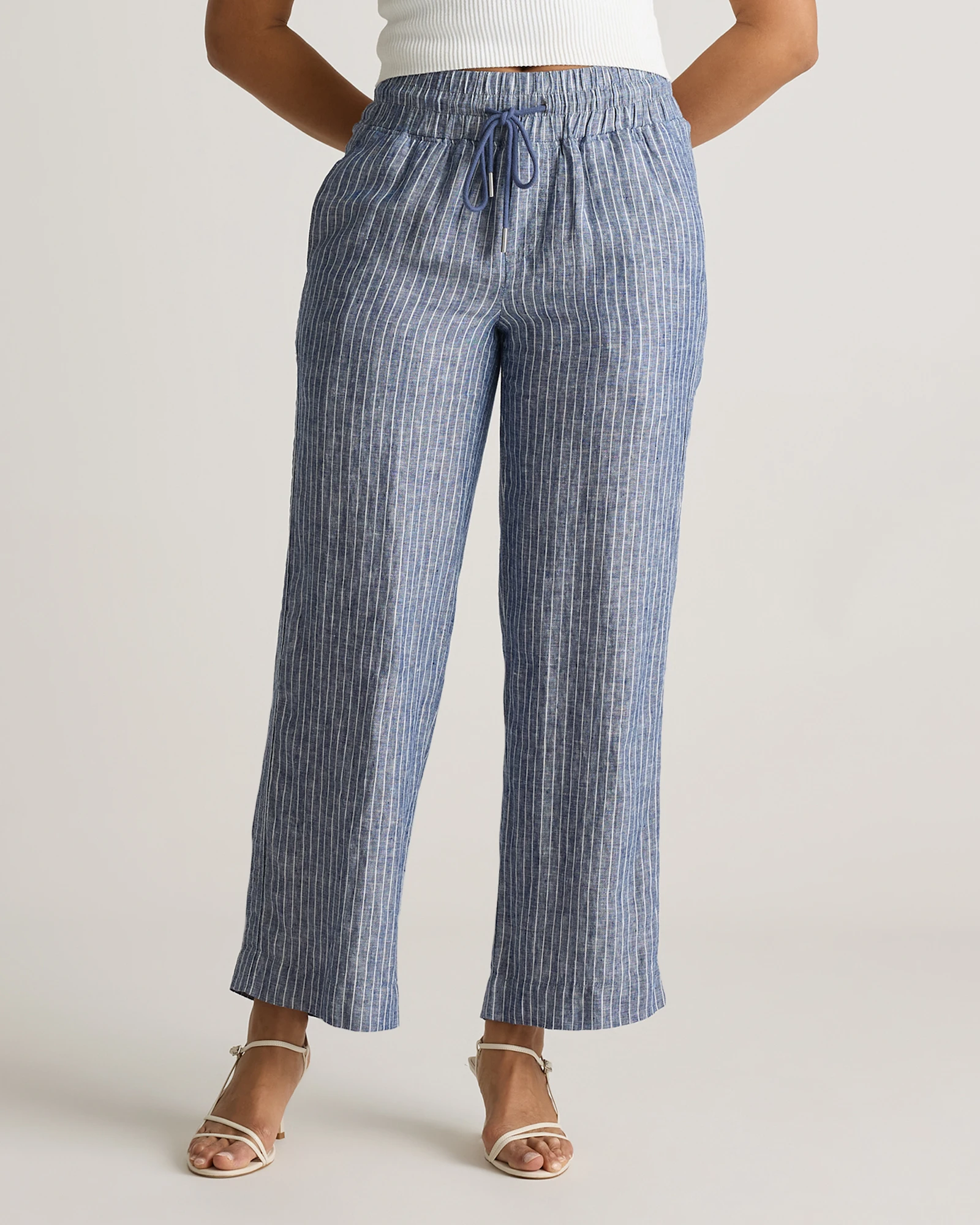 100% EUROPEAN LINEN WIDE LEG PANTS