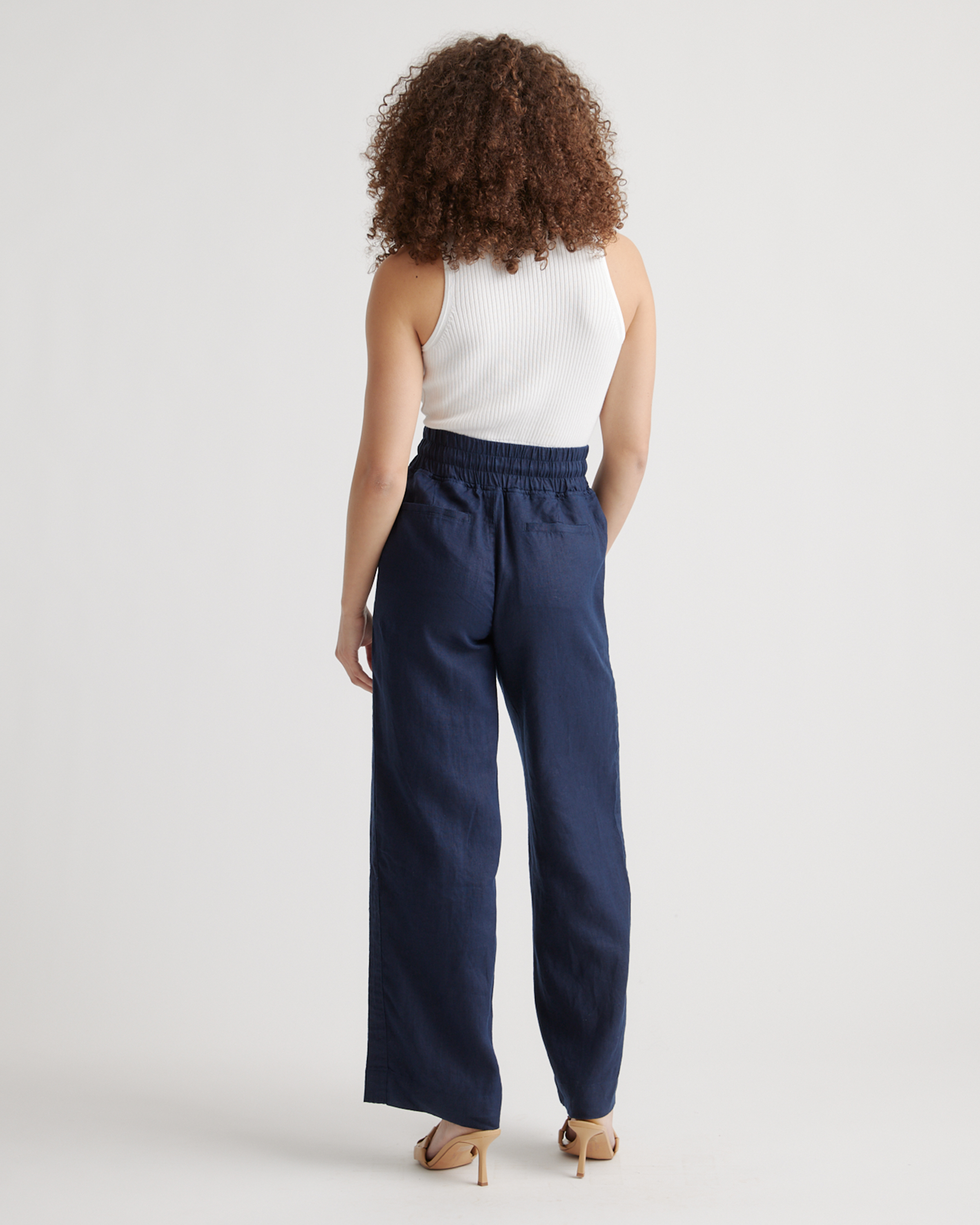 100% EUROPEAN LINEN WIDE LEG PANTS