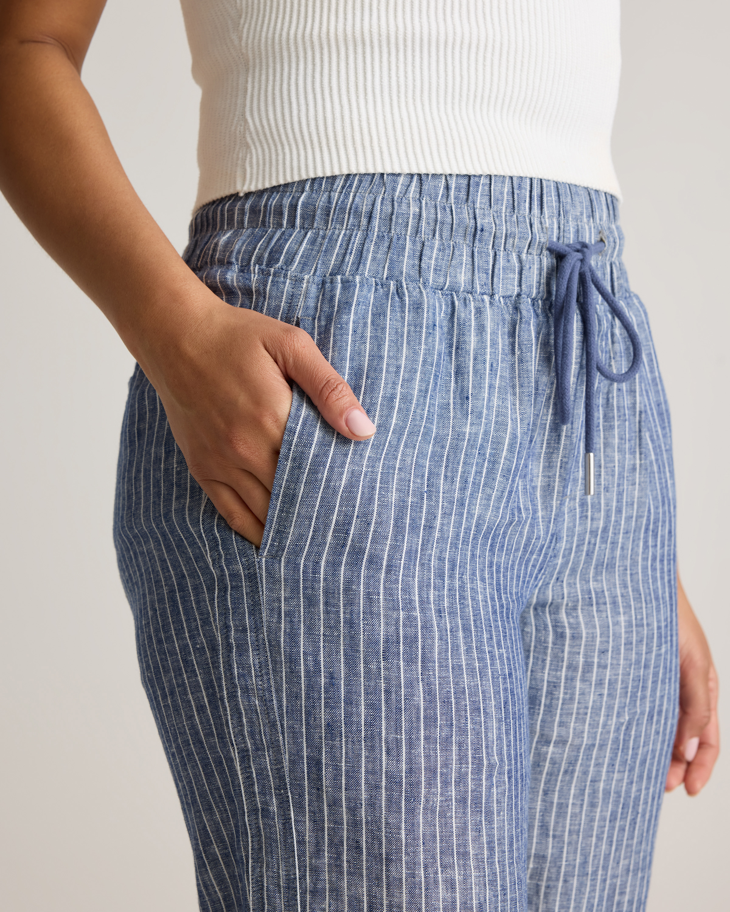 100% EUROPEAN LINEN WIDE LEG PANTS