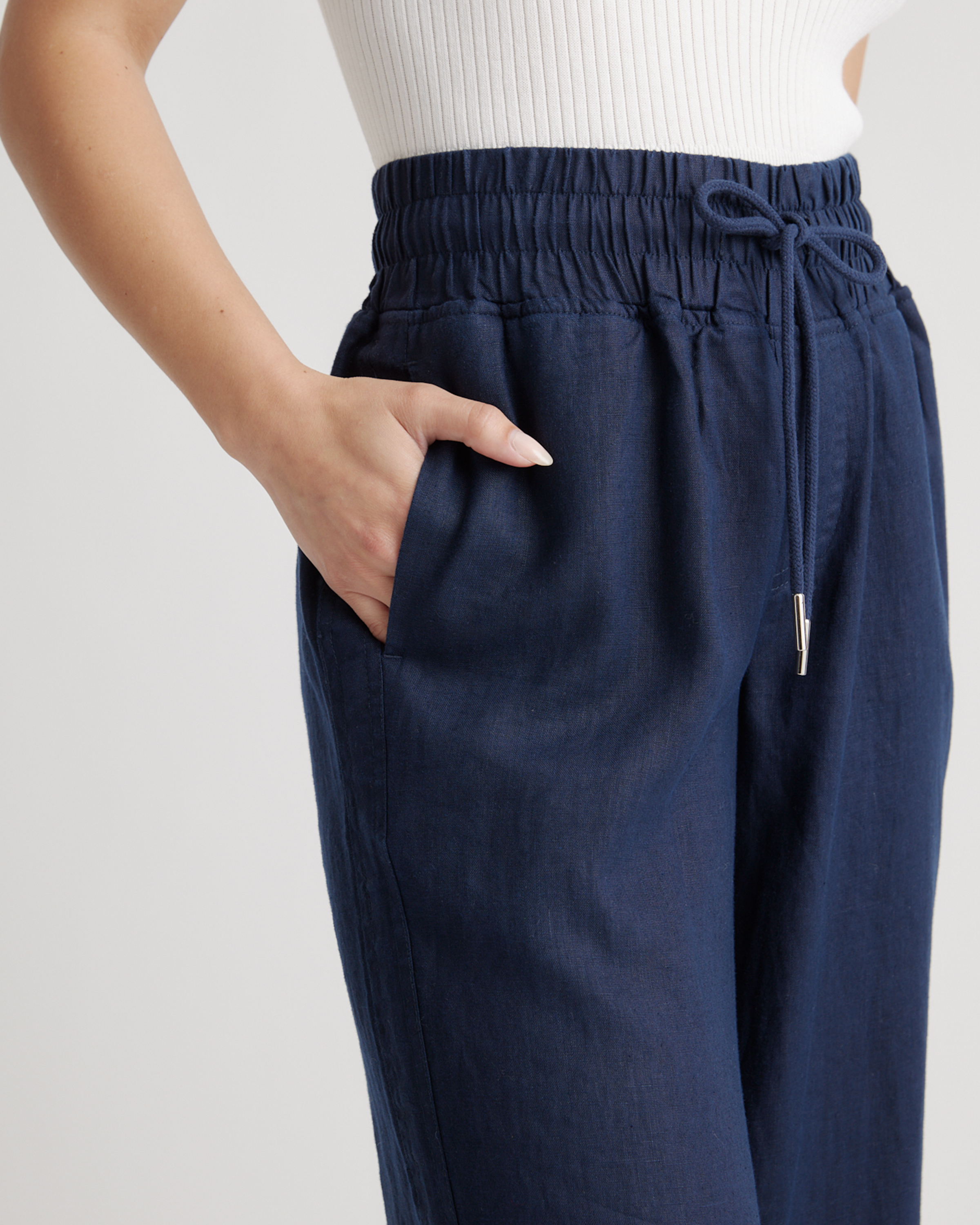 100% EUROPEAN LINEN WIDE LEG PANTS