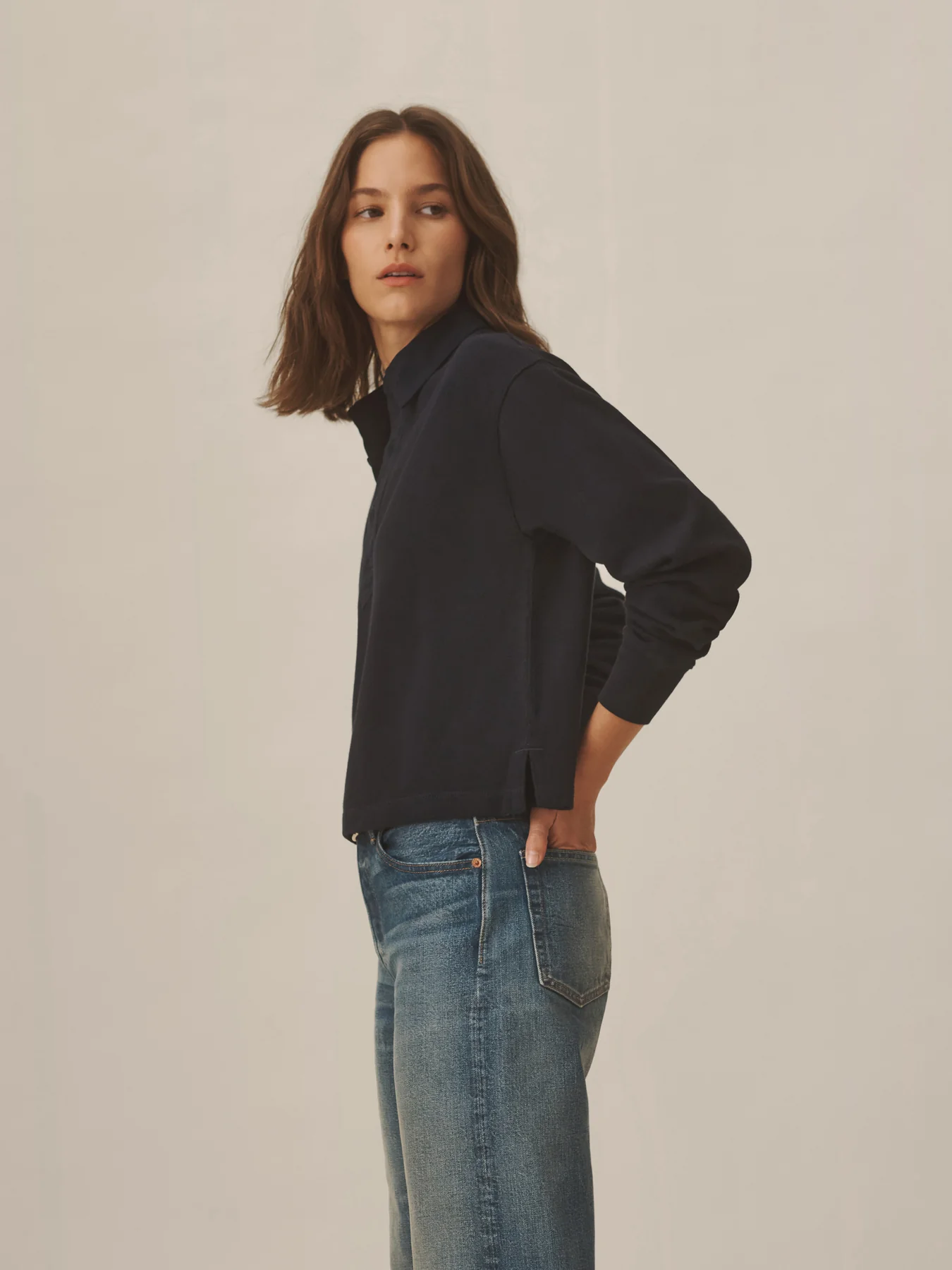 Boyfriend Crop Rugby Polo