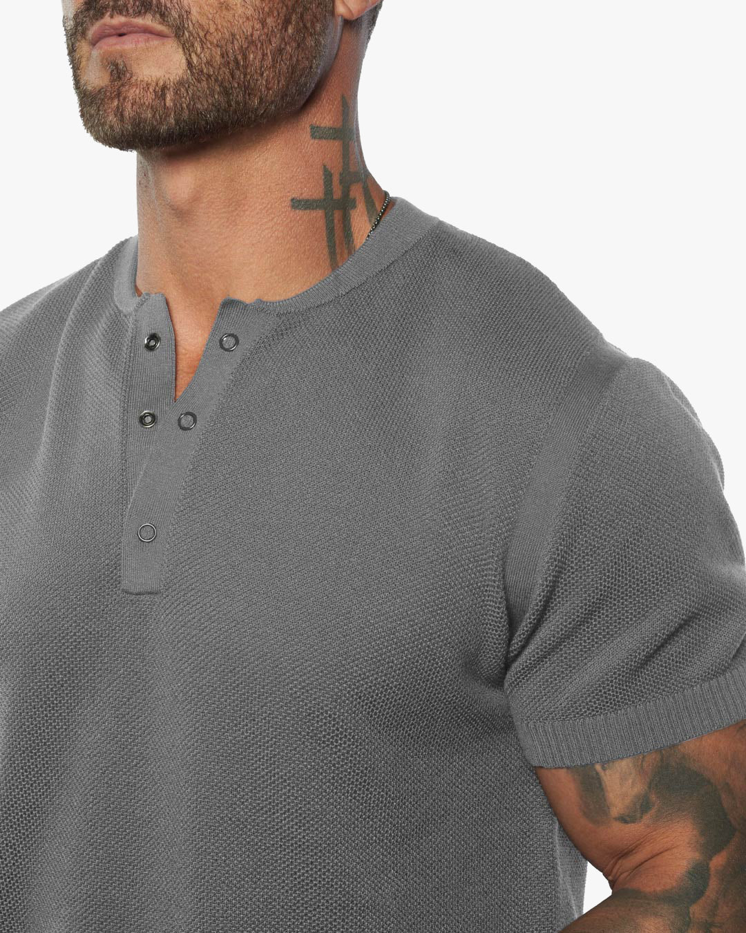 Mandarin Collar Slim Fit Knit Henley 