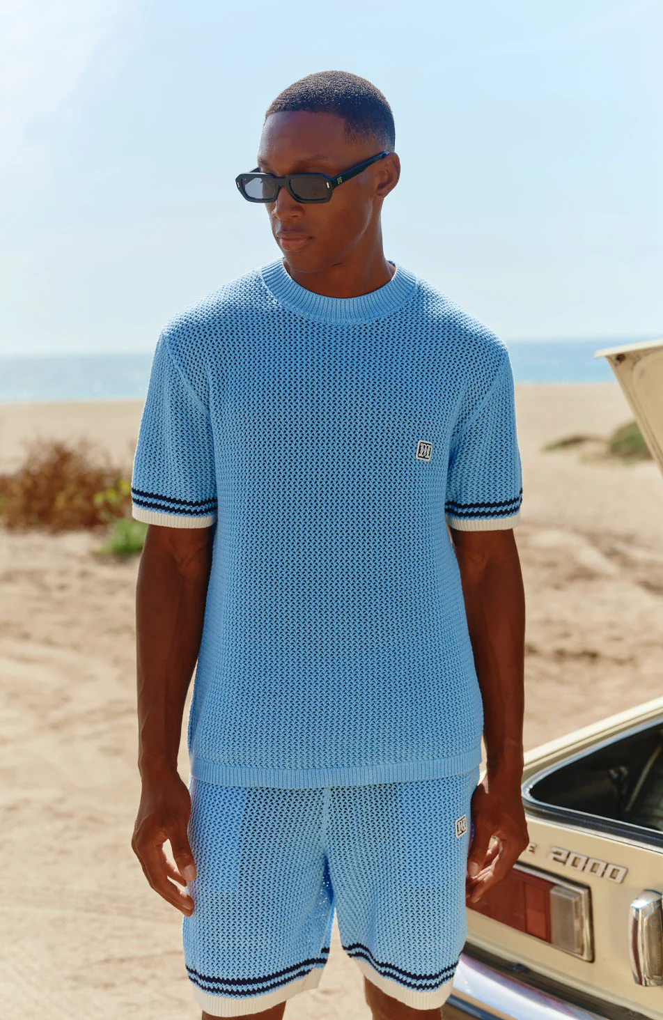 Malibu Cotton Crochet Shorts in Blue