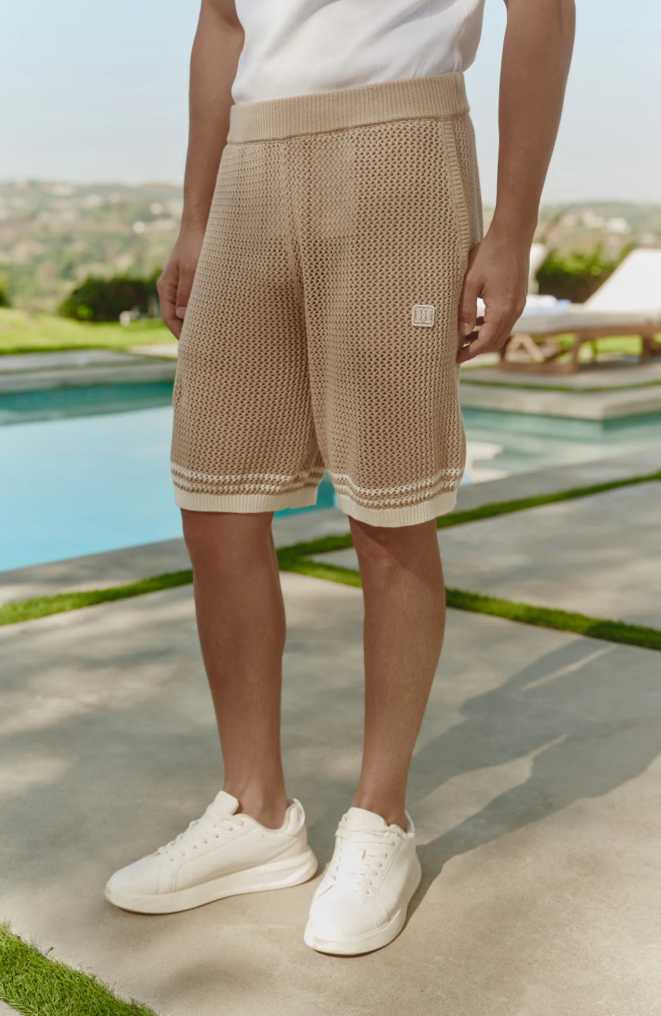 Malibu Cotton Crochet Shorts in Blue