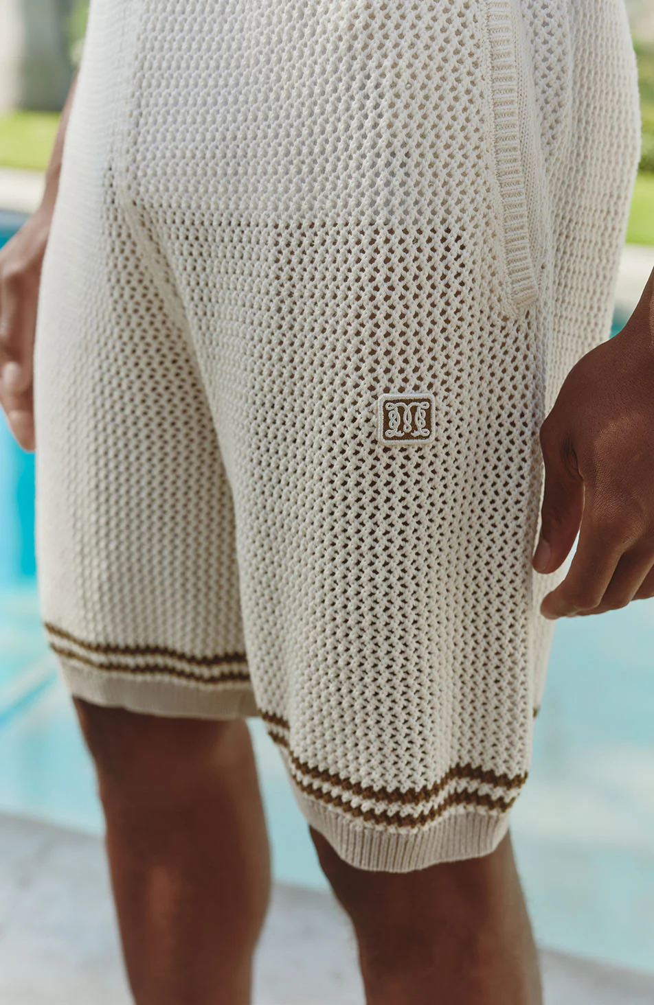 Malibu Cotton Crochet Shorts in Blue