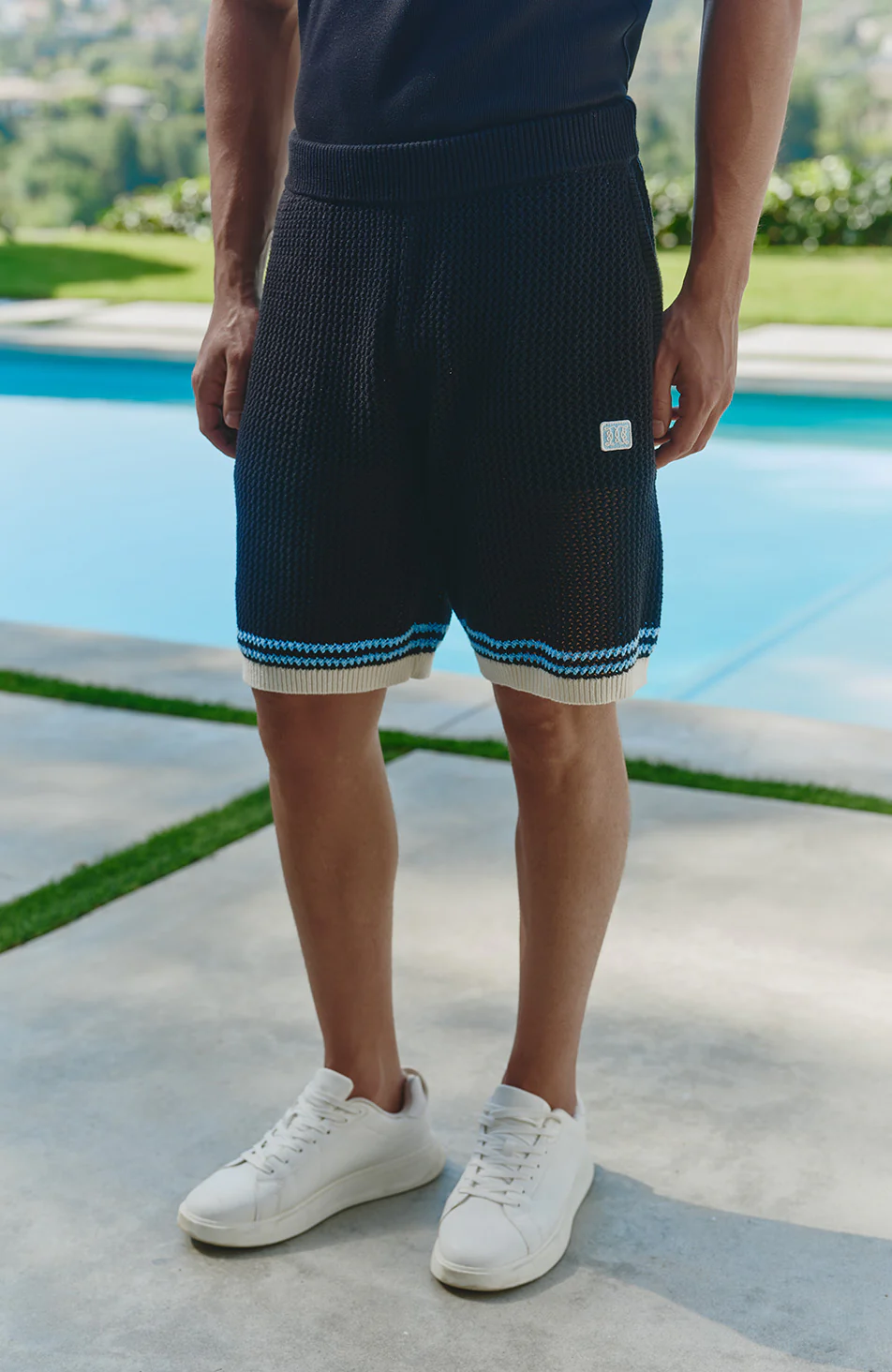 Malibu Cotton Crochet Shorts in Blue