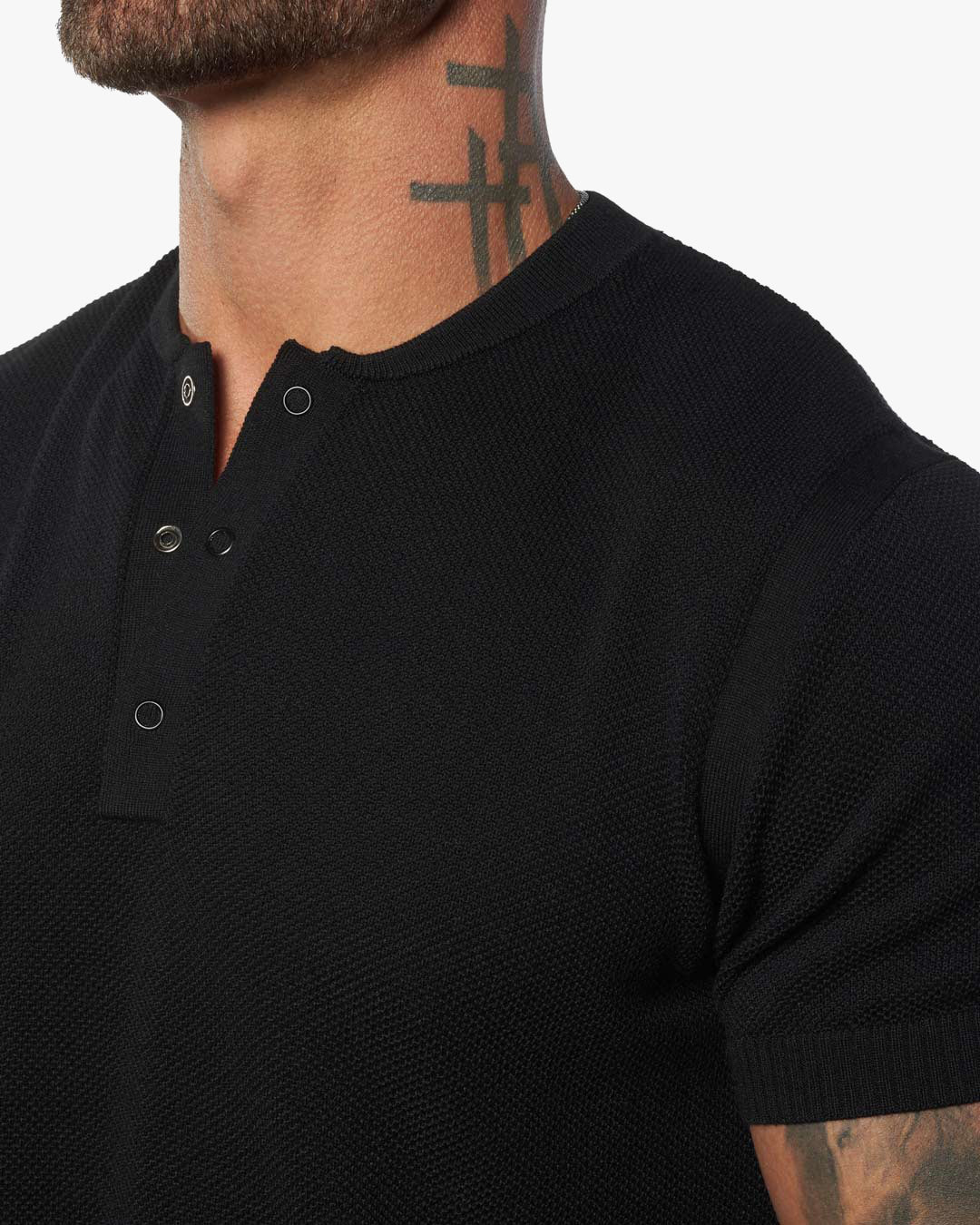 Mandarin Collar Slim Fit Knit Henley 