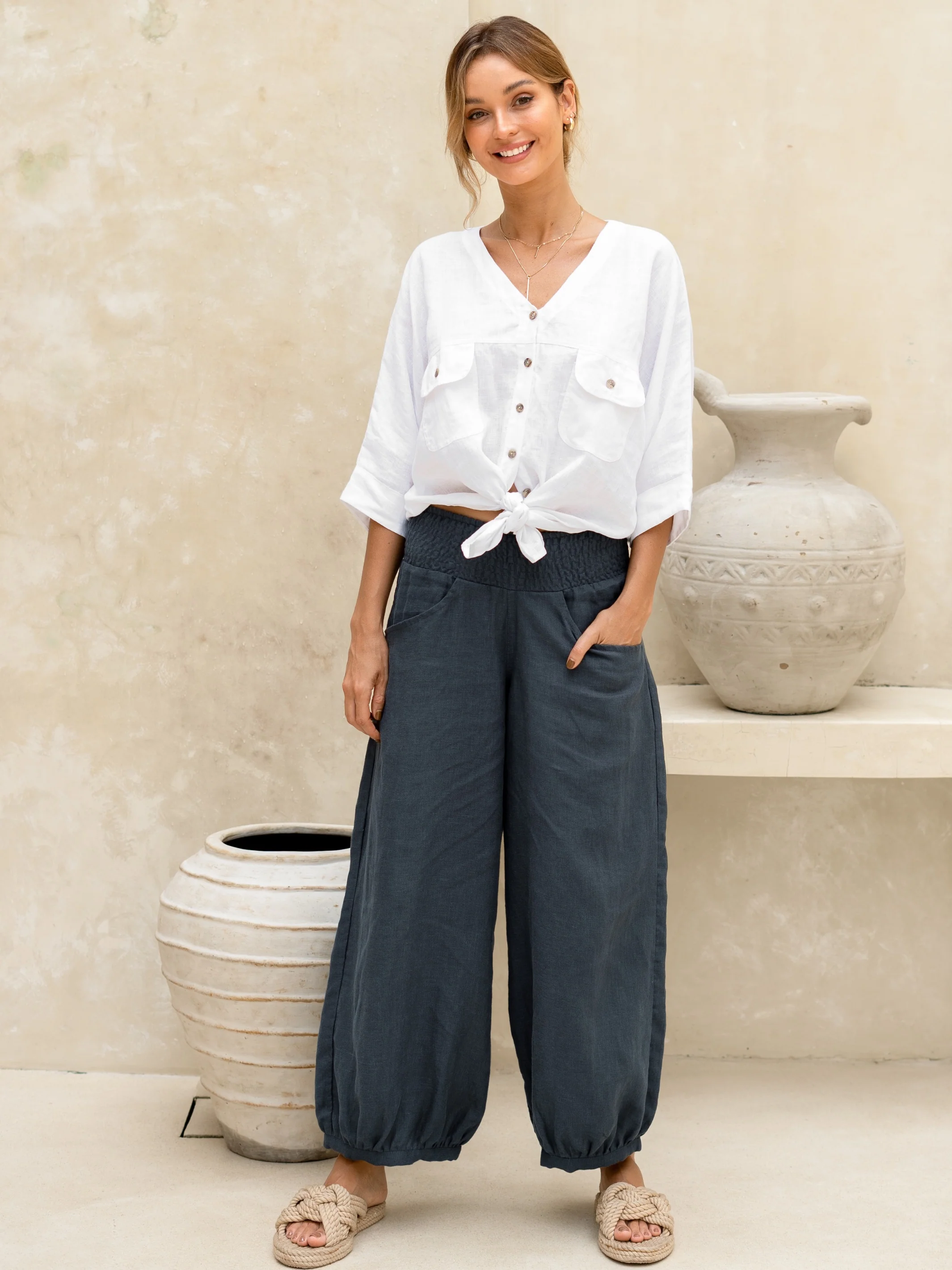 Sadhu French Linen Pants Olive