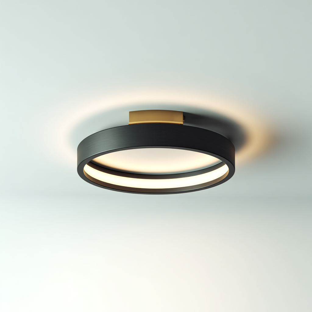 Plafonnier métal LED 32x32x10 cm - noir-or - éclairage moderne - design contemporain-Abodeixe