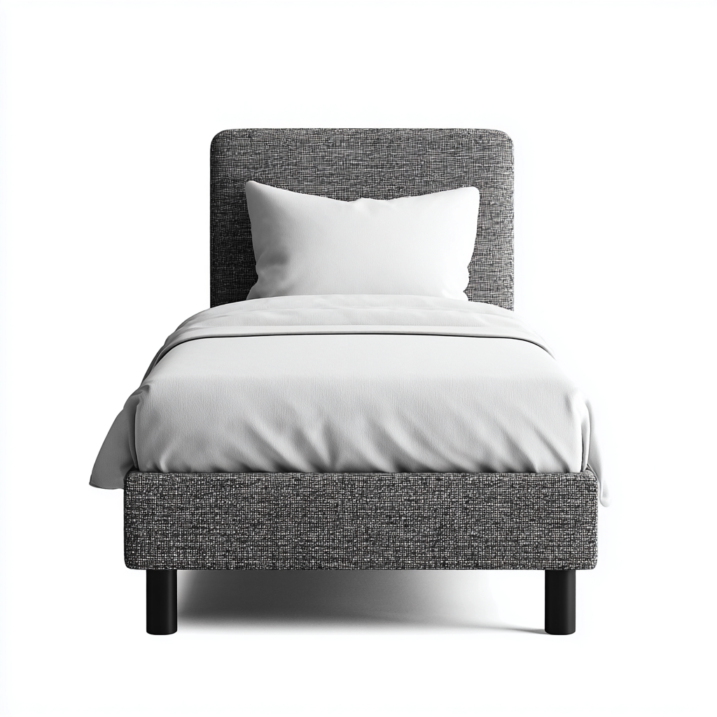 Lit simple-tissu-métal-205x100x95 cm-gris foncé-style moderne-Abodeixe