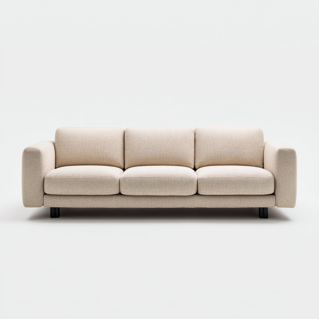 Canapé 3 places tissu 216x92x86 cm - beige clair - design contemporain-Abodeixe