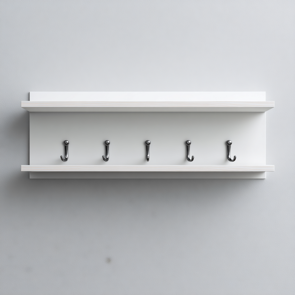 Porte manteau bois 60x15x25 cm - blanc - design mural-Abodeixe