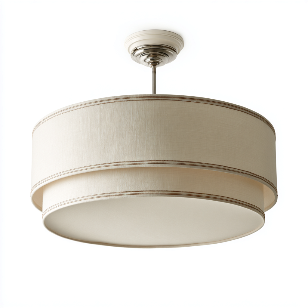 Plafonnier metal-tissu 50x50x32 cm - beige-argent - style moderne-Abodeixe